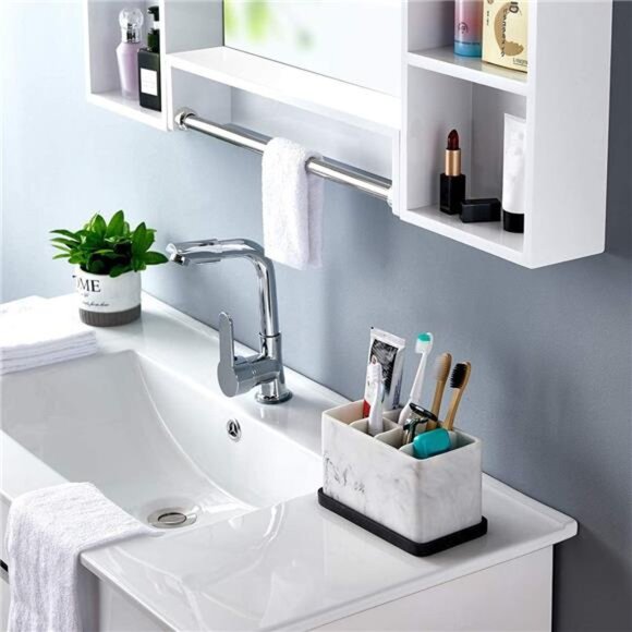 Large Electric Toothbrush Holder – Marble Bathroom Organizer with Drain Tray - Picture 2 of 4